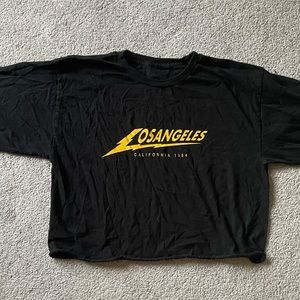 Brandy Melville, cropped, long-sleeve graphic tee.